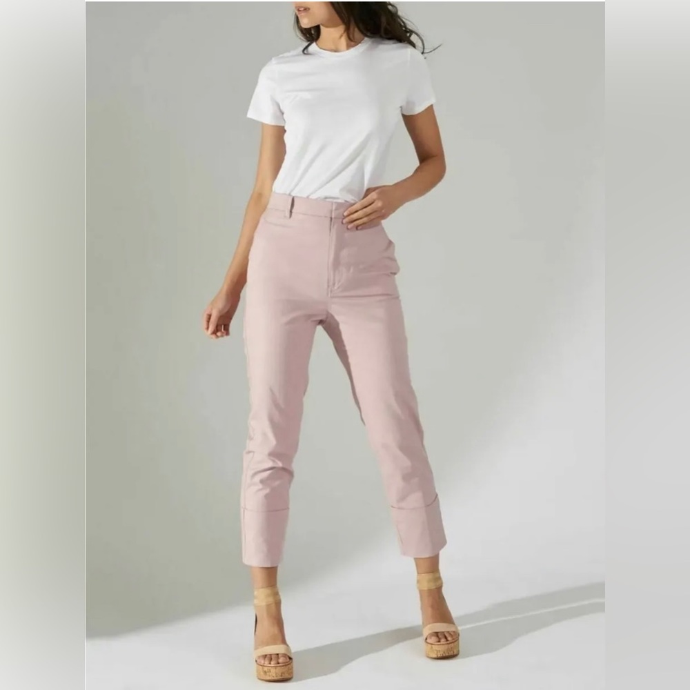 THE SCRIPT "Claudia" Cropped Cuffed High waist Pants Rose Canvas 6 US
